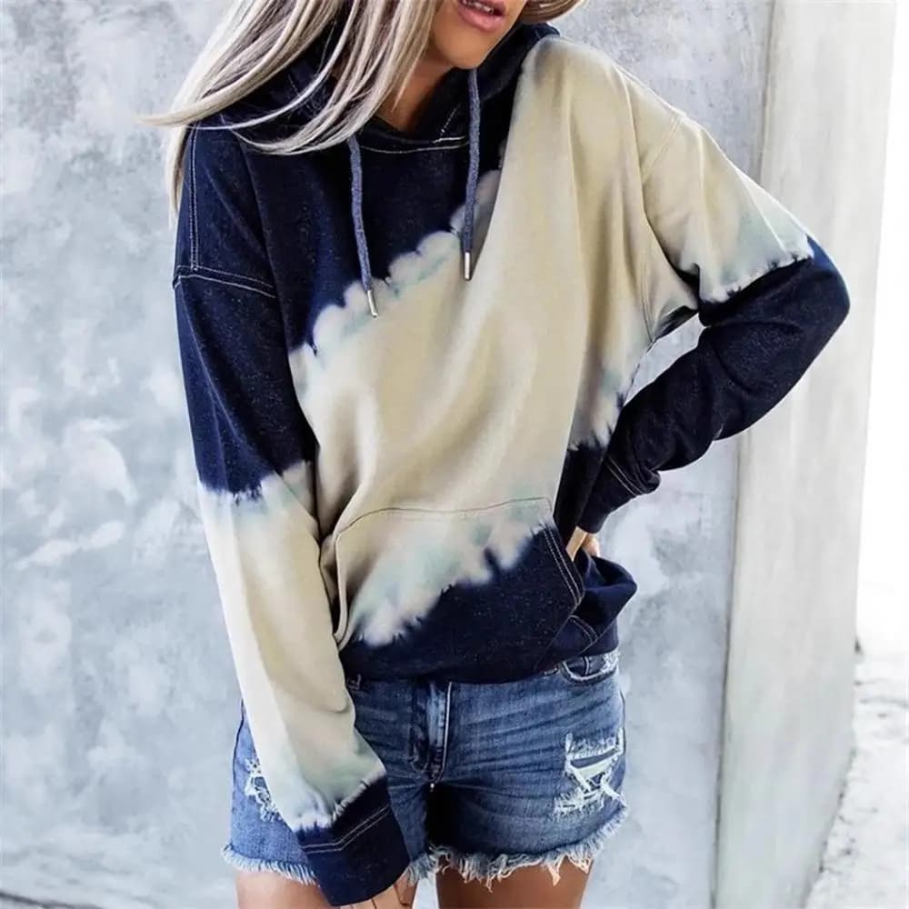 Women's Hooded Gradient Sweatshirt Long Sleeve Punk Style Printed Casual Comfortable Fit Hoodie Fashionable Streetwear