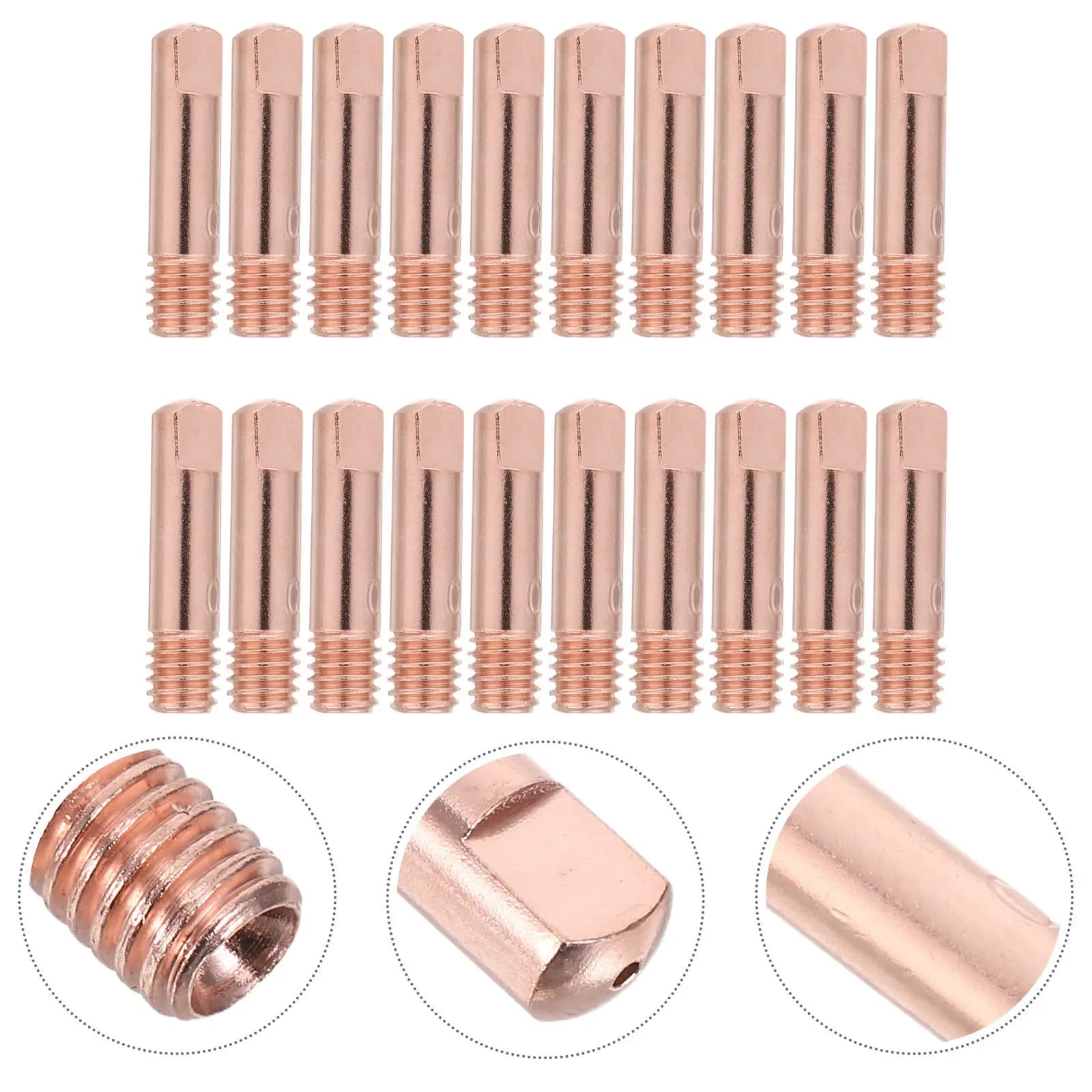 20Pcs Mig Welder Contact Tips 0.03 Copper Heat Resistant M6 Threaded Replacement Parts Welding Gun Nozzle for Wire Feed Welder