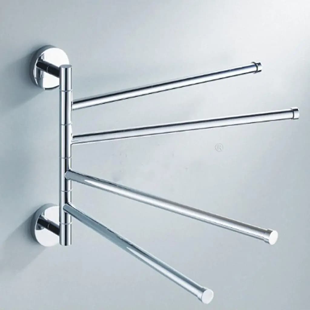 Stainless Steel Wall Mount Towel Rail Swivel Bar Holder Bathroom Rack Organizer for Home or Commercial