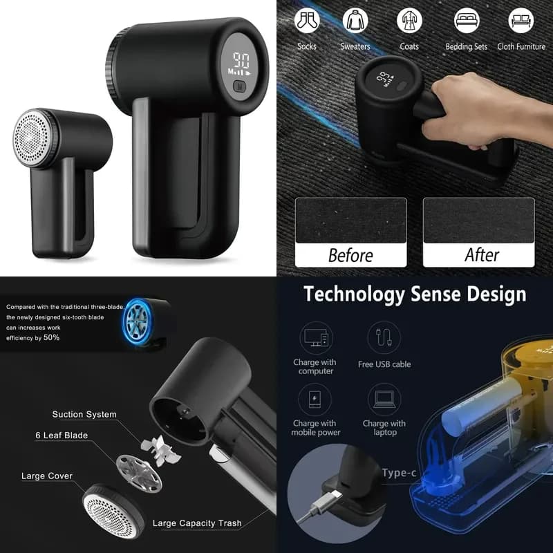 for Electric Fabric Shaver Lint Remover with LED Digital Display Rechargeable Clothes Hairball Trimmer for Sweater Coat