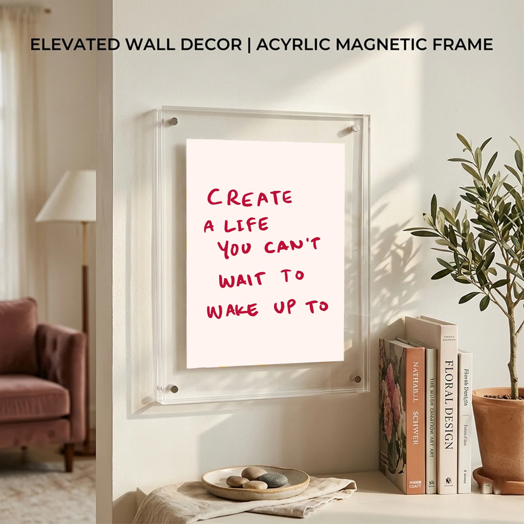 Cornice per foto in acrilico con citazioni ispiratrici per decorazioni da parete, casa, soggiorno, camera da letto, cornice decorativa quadrata o rettangolare.