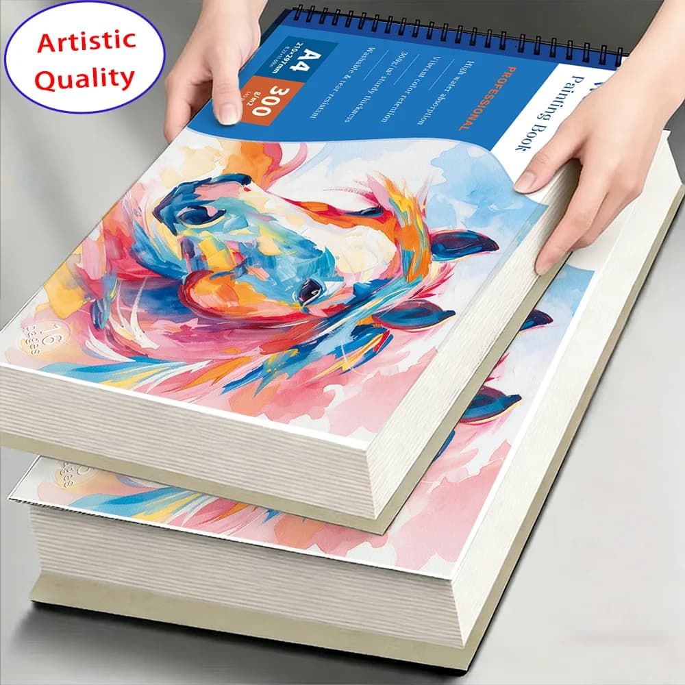 A4 & A5 Watercolor Sketch Pad, 300GSM Thick Art Paper, 16 Sheets, Acid-Free Journal for Watercolor, Gouache & Beginner Painting