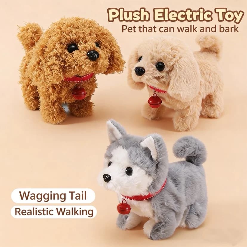 ​​Electric Plush Dog Toy Walking Barking Moving Machine Simulation Plush Pet Toy for Dogs Interactive Play and Entertainment​​