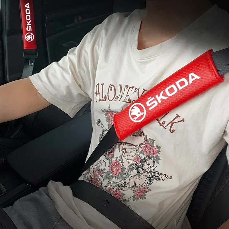 Copri Cintura di Sicurezza Auto, Protezione Morbida per Spalle e Collo, Accessori per Skoda Fabia Superb Yeti Octavia Rapid Kodiaq Kamiq Karoq Vrs
