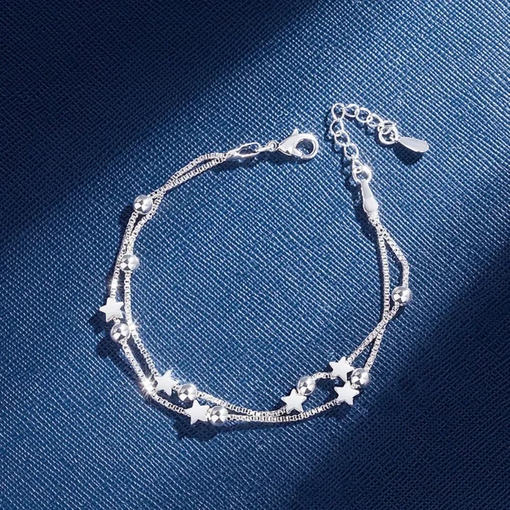 Hot Couple Gifts 925 Sterling Silver Beautiful Stars Bracelets For Women Fashion Designer Party Wedding Engagement Jewelry
