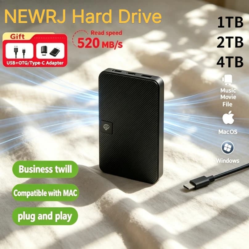 Seagate NEWRJ 2PCS External Hard Drive USB3.2 High Capacity Portable HDD For Windows Mac Laptop PC Data Backup