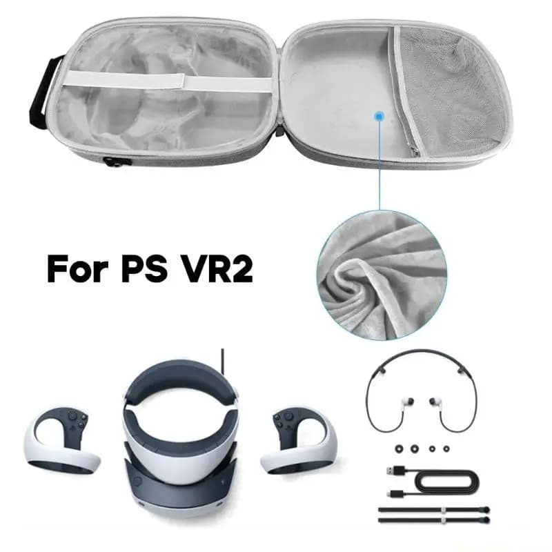 F62C EVA Hard Box for PS VR2 Gaming Headset Holder Bags with Inner Elastic Bands