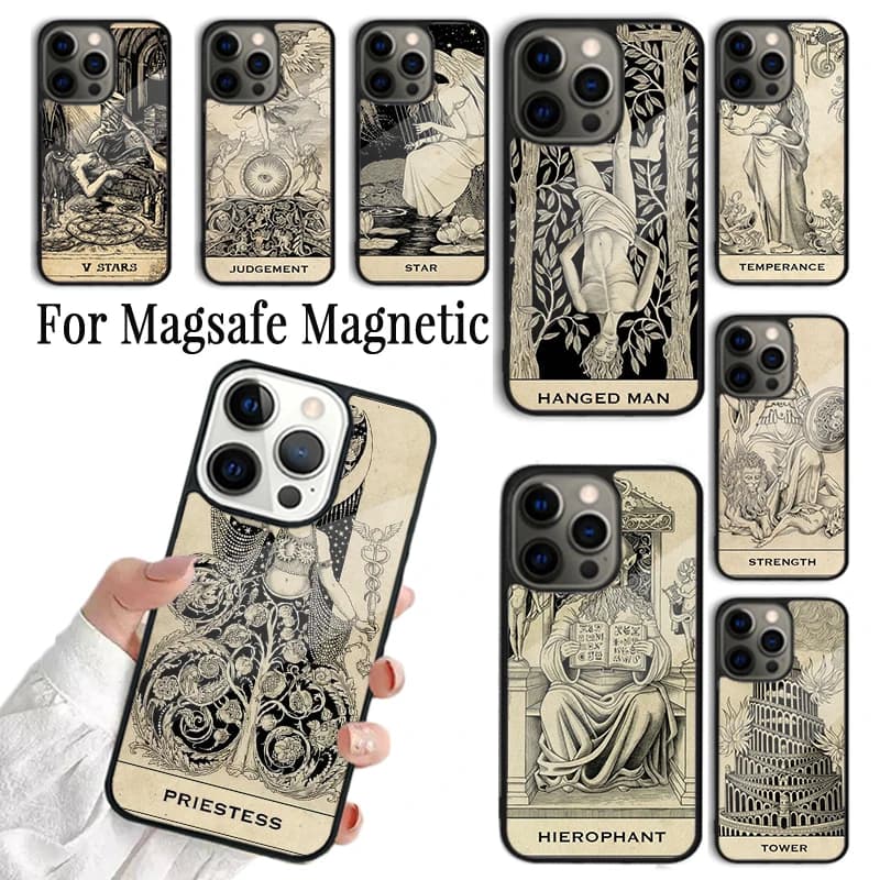 Cover per iPhone con Carte dei Tarocchi Halsey HFK per iPhone 17 AIR 16 15 14 13 12 11 Pro Max Plus, con Ricarica Wireless Magnetica Magsafe