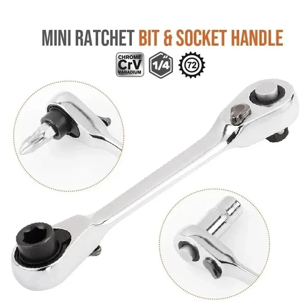 Mini 1/4 Chiave a cricchetto Doppio attacco Presa rapida Chiave a cricchetto Cacciavite Chiavi dinamometriche esagonali Set Parti di utensili chiave inglese 2 in 1
