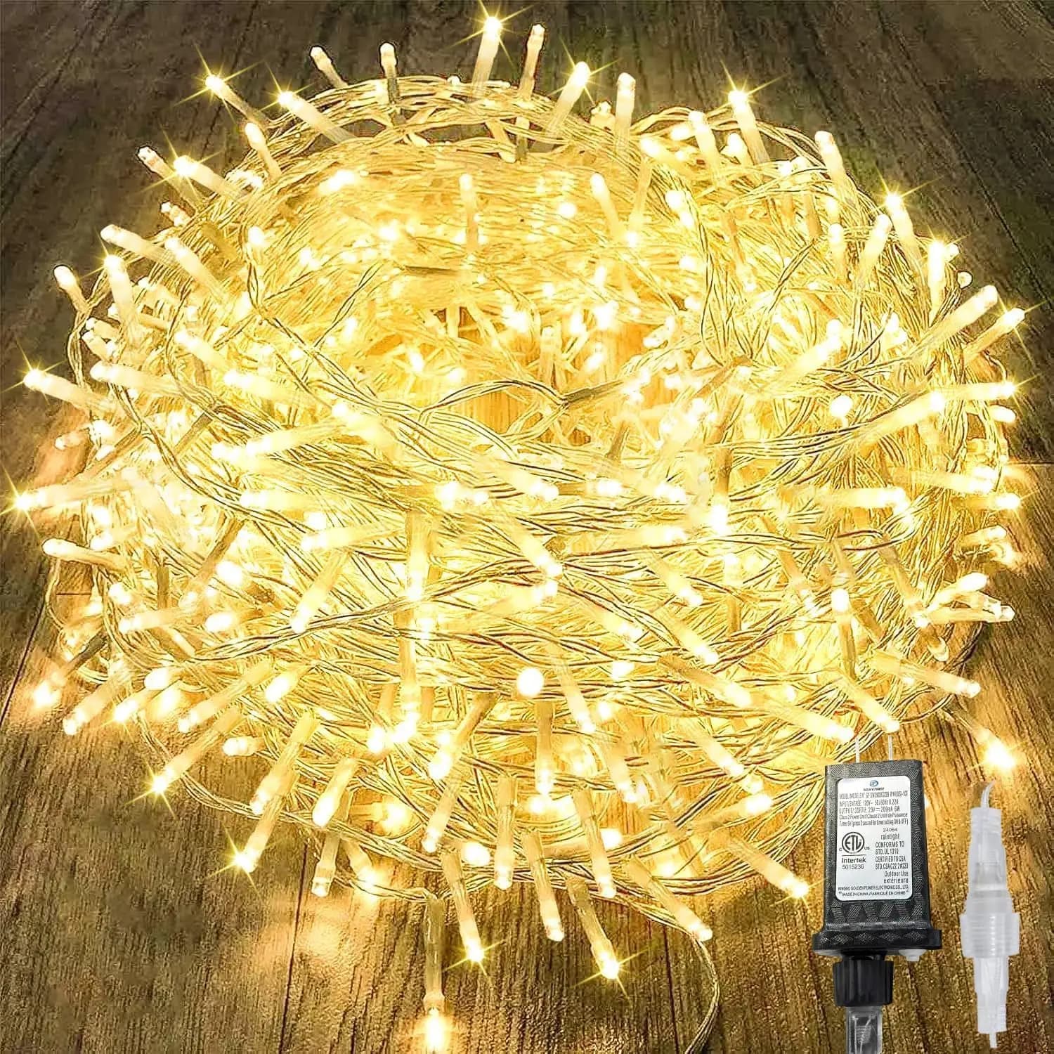 Luci a stringa LED collegabili da 480 LED, luci fatate scintillanti bianco caldo con timer per decorazioni interne ed esterne (confezione da 2)