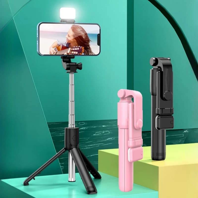 Foldable selfie stick Mini portable tripod selfie stick with 360 degree rotation with Bluetooth remote control detachable for iPhone Xiaomi