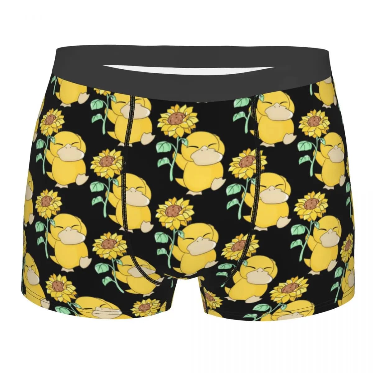 Pantaloncini boxer personalizzati P-Psyducks Cartoon Sunflower per uomo, mutande stampate in 3D, slip elasticizzati