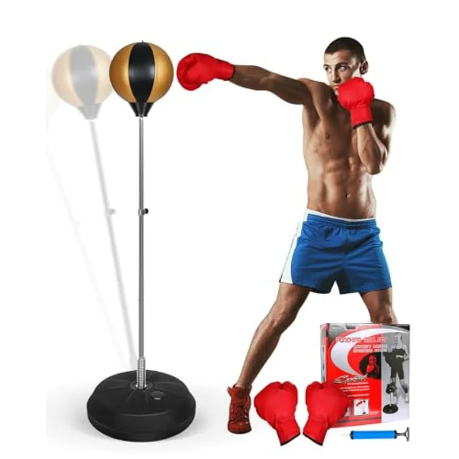 Sacco da Boxe Reflex per Adulti e Adolescenti, Palla Veloce con Supporto, Sacco da Pugilato con Guanti, Ottimo per Allenamento MMA e Fitness