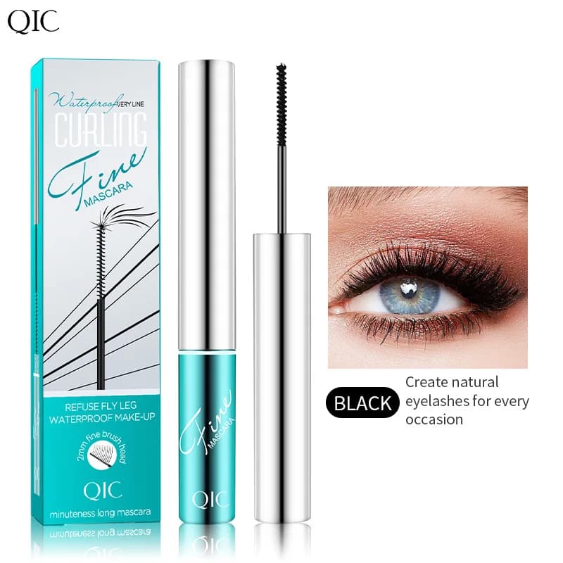 Mascara Impermeabile con Pennello Sottile, Spazzolina Piccola per Incurvare e Allungare, Naturale Senza Grumi per un Trucco Labbra Lucido e Voluminoso