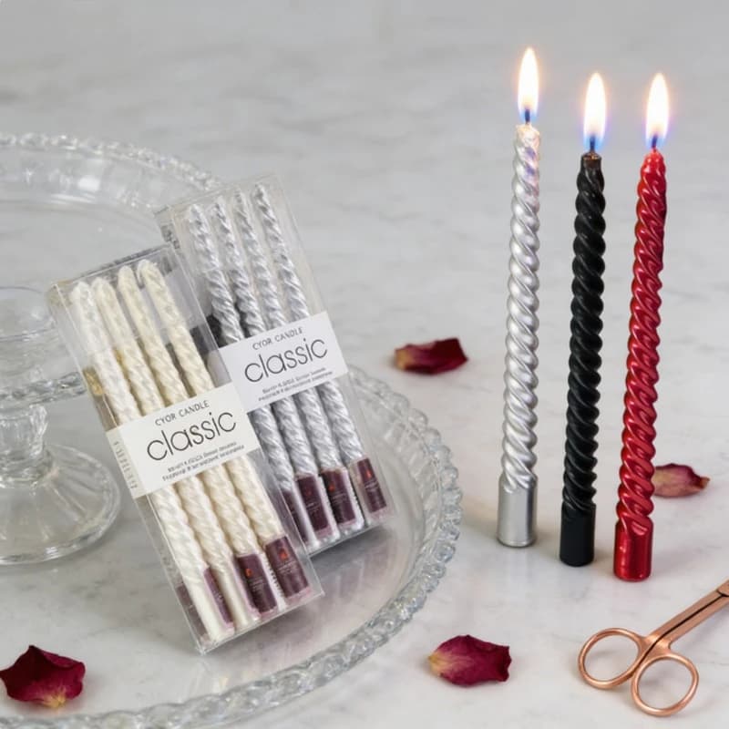 4 candele colorate filettate a palo lungo, materiale in cera di paraffina, senza fumo, per la decorazione domestica della festa nuziale, cena a lume di candela