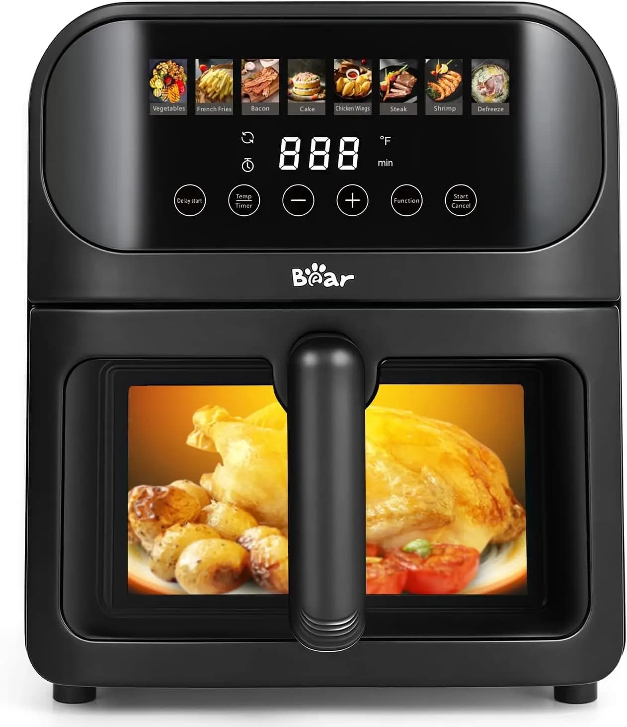 6.4Qt Air Fryer, 8 Presets, Visible Window, Non-Stick, Dishwasher Safe, Stainless Steel