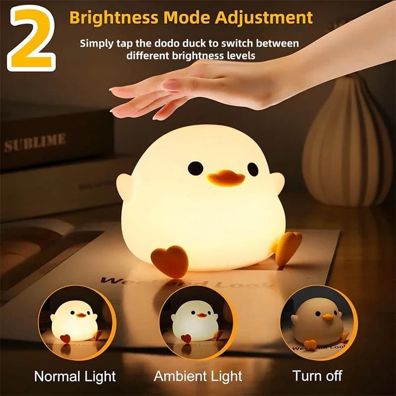 Cartoon Fat Duck Silicone Charge Touch LED Light per camera da letto o decorazioni per feste Regali di compleanno Illuminazione notturna per madre e bambino