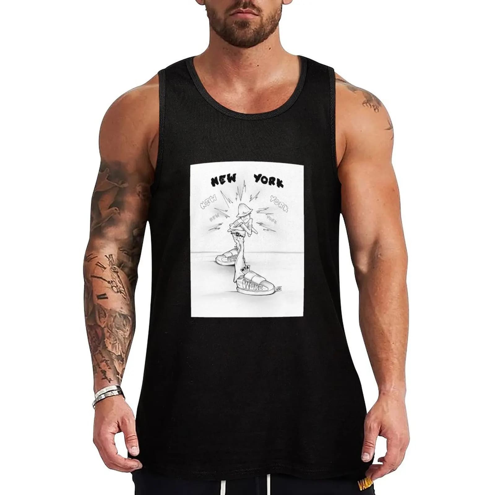 Canotta New York B-Boy, canotta ampia per tutti i giorni, canotta casual senza maniche, abbigliamento estivo