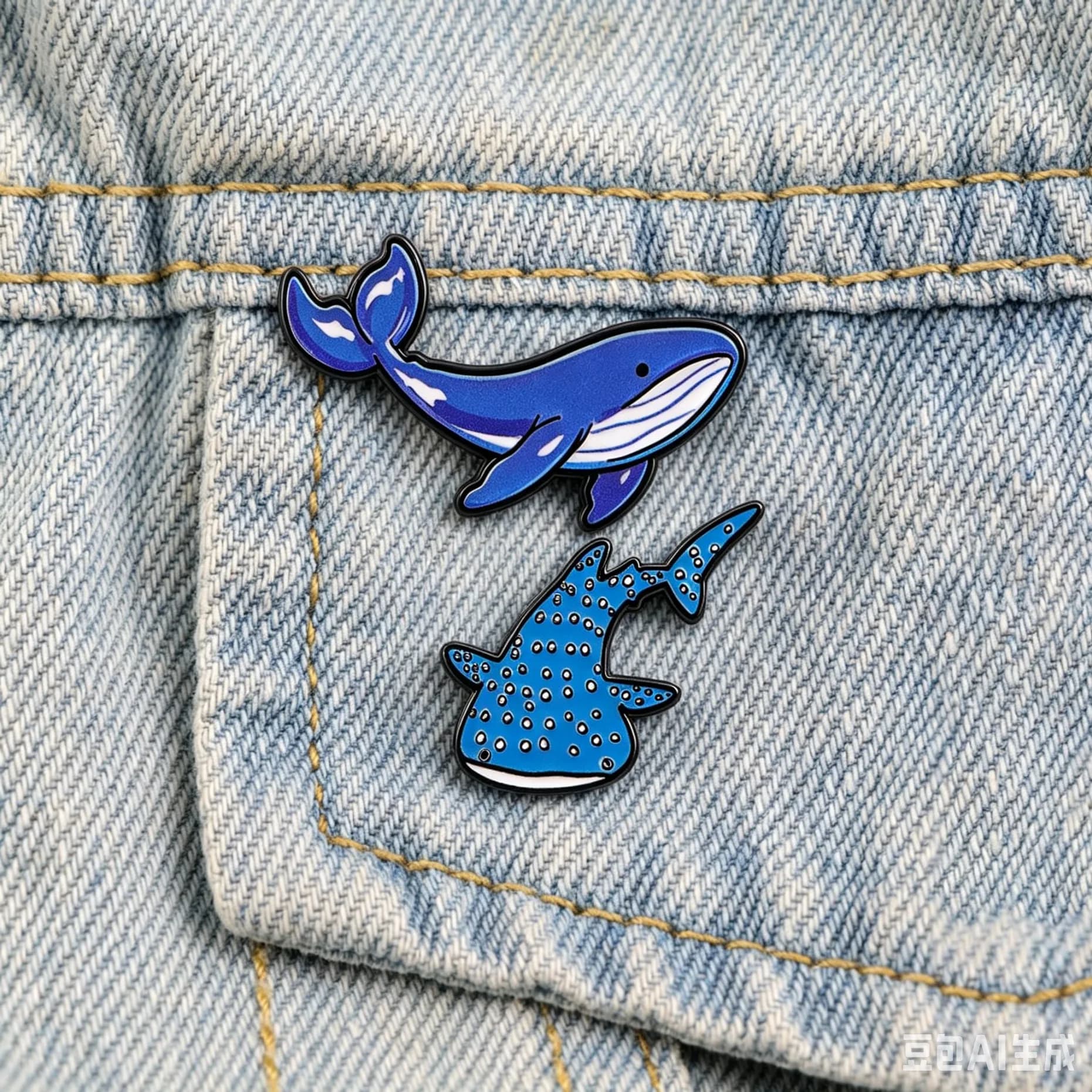 Cute Blue Whale & Whale Shark Enamel Pins Ocean Animal Brooches for Backpacks & Jackets Jewelry Clothing Decoration