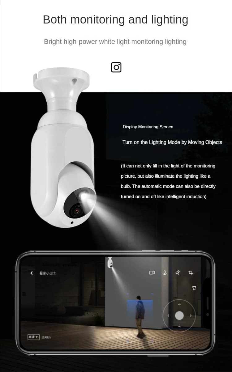 2MP 1080P Tuya/Yilot APP E27 Telecamera dome IP PTZ wireless a colori AI Umanoide Sicurezza domestica CCTV Baby Monitor