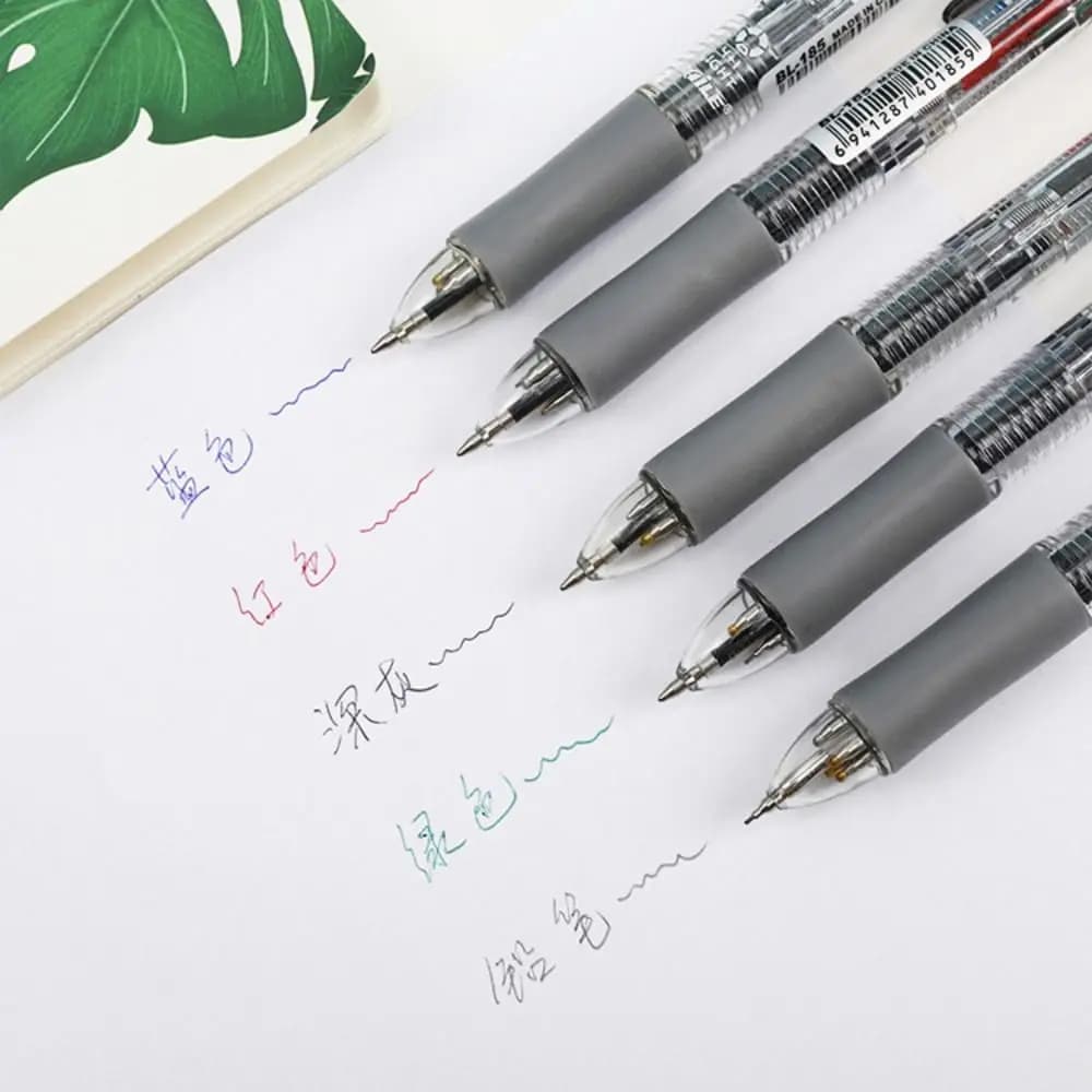 2Pcs New 5 in 1 Ballpoint Pen Writing Tool 0.7mm Student Gel Pen Stationery Multicolor Writing Pencil