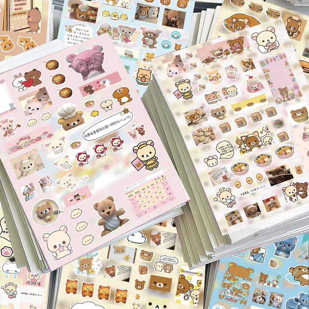 8 Pezzi Adesivi Cartoon Rilakkuma Carini, Decorazioni Fai-da-Te per Quaderni, Regalo per Bambini, Decalcomanie Giocattolo