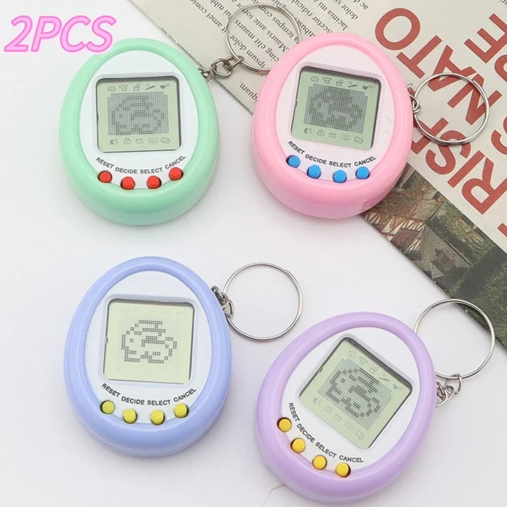 2 pezzi Macaron Mini macchina elettronica per animali domestici giocattolo Tamagotchi per animali domestici virtuali con portachiavi giocattolo informatico virtuale per regali di compleanno per bambini