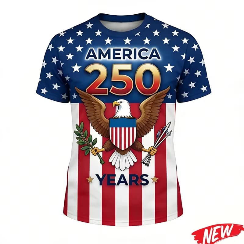 T-shirt Commemorative 250° Anniversary USA Sleeve Corta 2026 New Style Family Casual for Adults and Children Fit for Sport