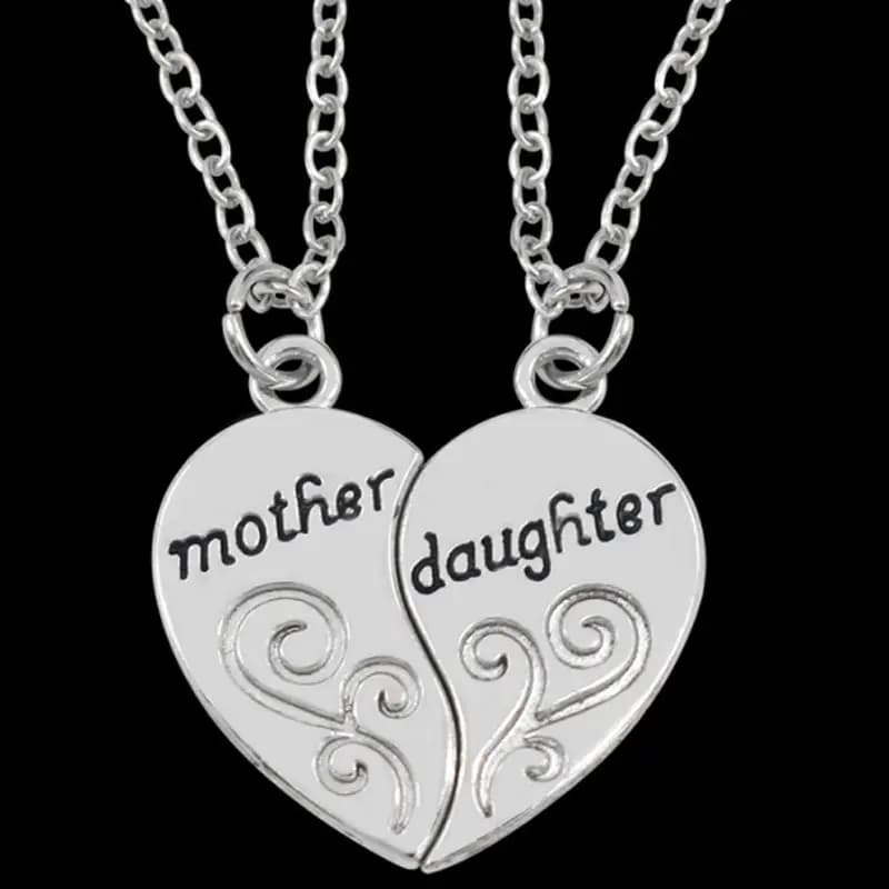 2 collane placcate argento antico, alla moda, con ciondolo madre e figlia, per l'amore, gioielli in stile genitore-figlio