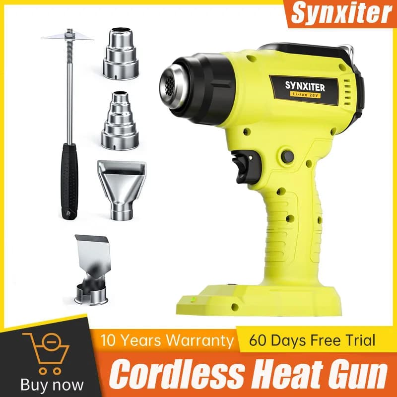 Pistola di calore a batteria per Ryobi 18V Batteria Pistola ad aria calda da 122 a 1022F con 4 ugelli Utensile elettrico per avvolgimento termoretraibile fai da te per uso domestico