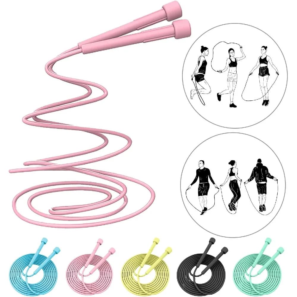 2 Pack Adjustable PVC Speed Jump Ropes, Non-Slip Lightweight Handle Skipping Rope for Kids Adults Fitness Workout, Portable Aerobic Exercise Jump Rope for Gym School Home Training Holiday Gift