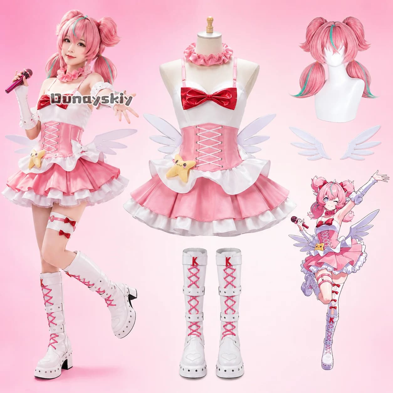 Aria Cosplay Costume KFC Uniform Pink Halloween Carnival Party Christmas Play Role Clothes Clothing Game ​Zenless Zone Zero