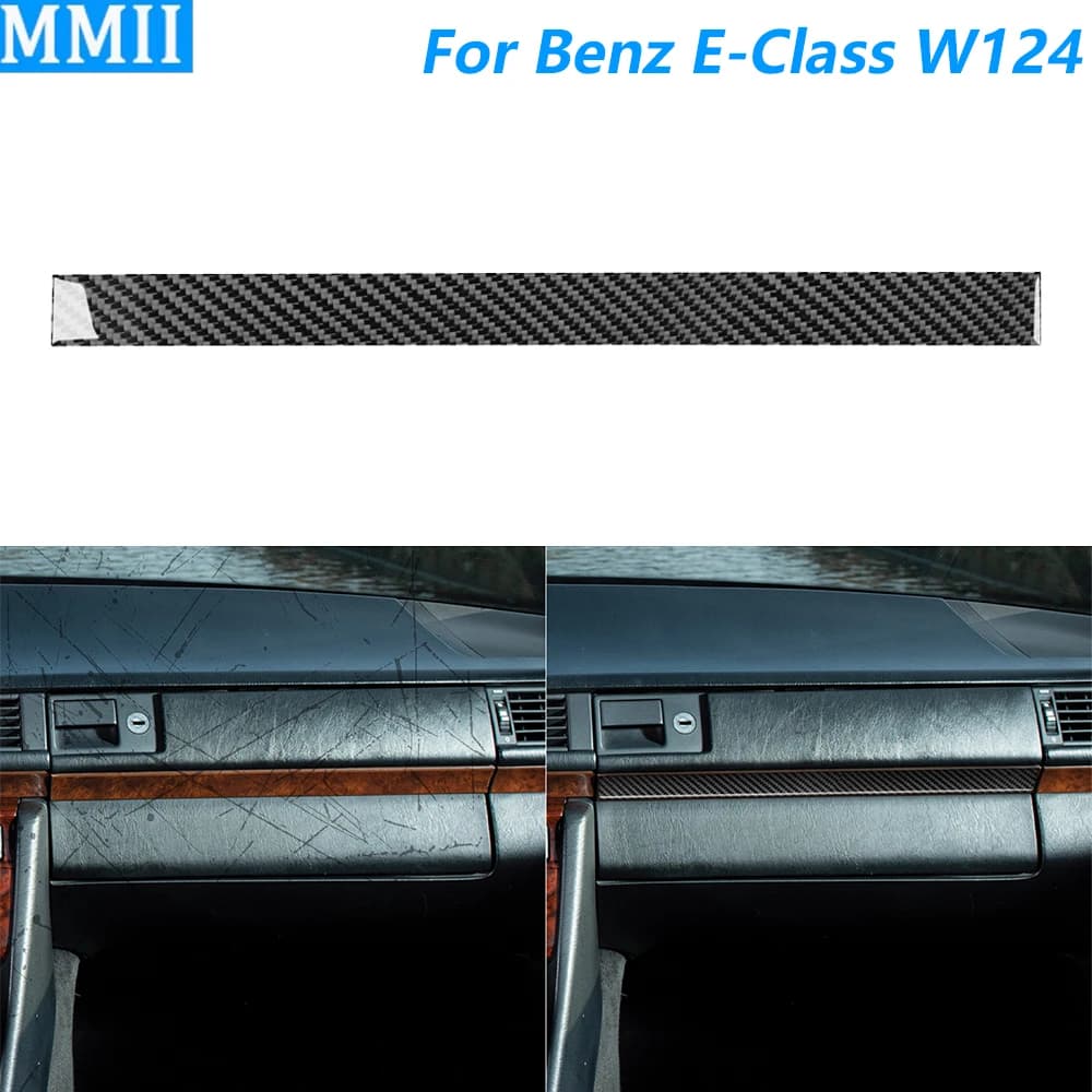 For Mercedes-Benz E-Class W124 1985-1996 Carbon Fiber Co-pilot Instrument Panel Trim Strips Car Accessories Decoration Sticker