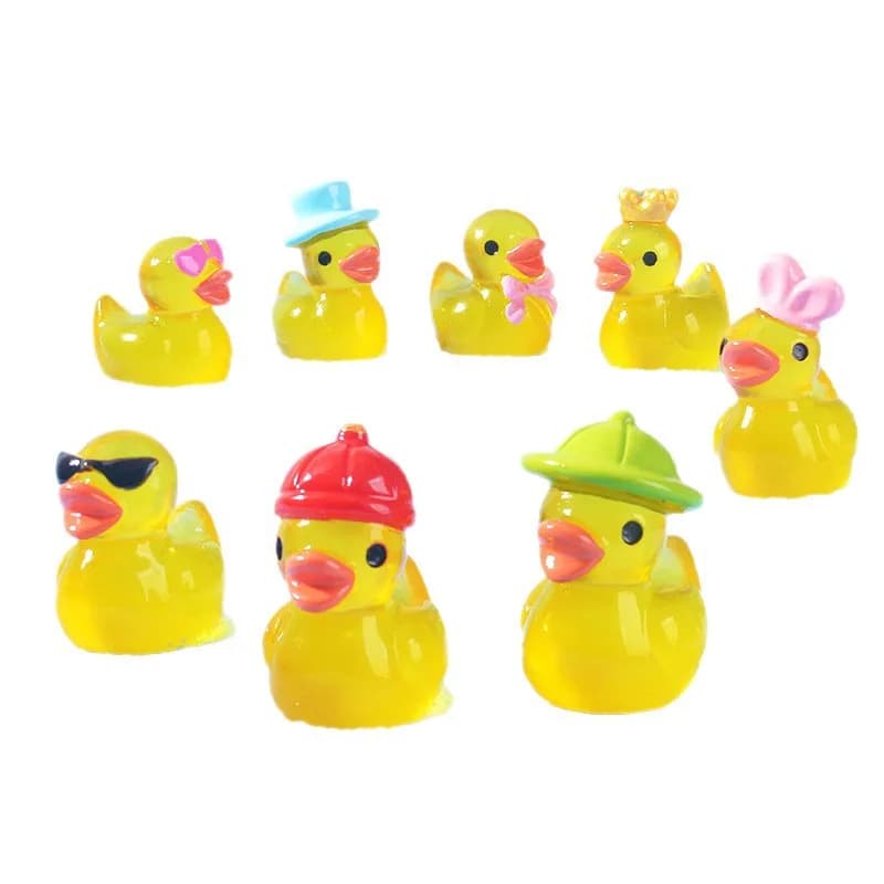 Mini Yellow Luminous Duck Ornament Miniature Figures Tiny Duck Micro Fairy Garden Landscape Fairy Garden Home Desktop Decor