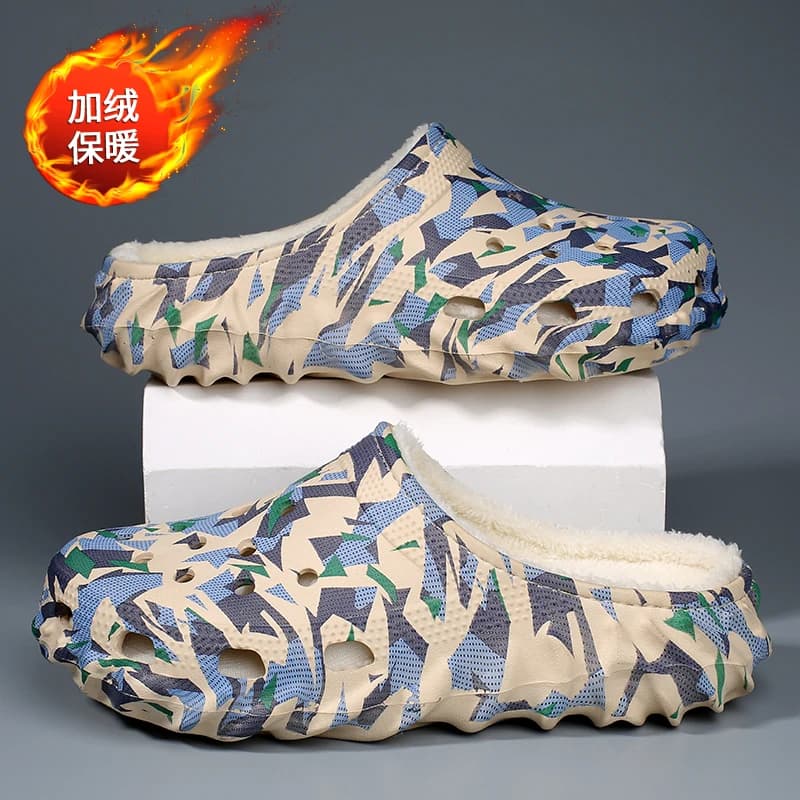 Mens Winter Slippers Soft Indoor Warm Women Slippers Summer Removable Sandals Men Non Slip Plush Fur Clogs Big Size Slippers 47