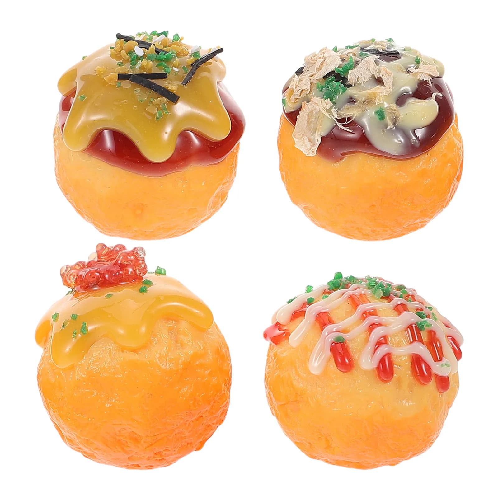 Set di 4 Pezzi di Takoyaki Realistici in PVC, Decorazioni per Snack Giapponesi da Strada per Casa, Ristorante, Feste a Tema, Giochi Educativi