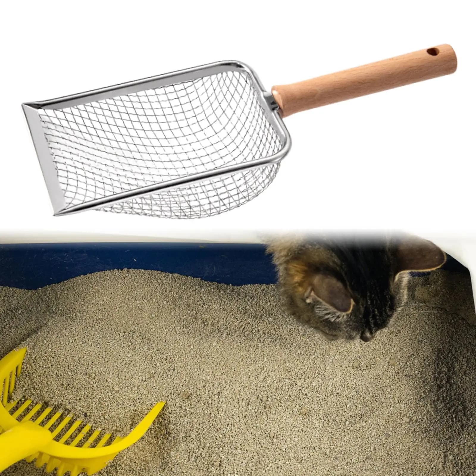 Cat Litter Spoon Litter Box Scooper Reptile Sand Sand Sifter Durable Long Handle Cat Litter Sifter for Dogs, Instant Cleaning