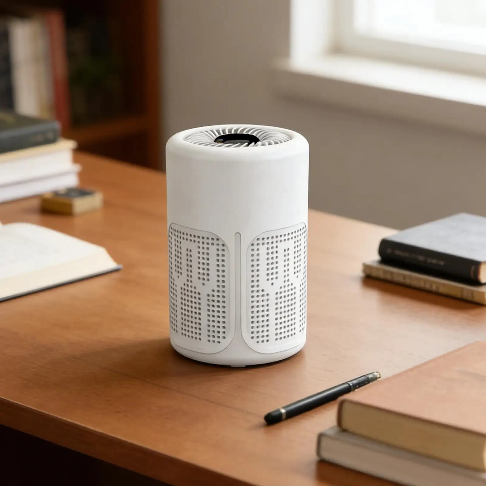 White Compact Air Purifier, Odori Eliminator with HEPA Filter, Deodorant for Interior and Cars
