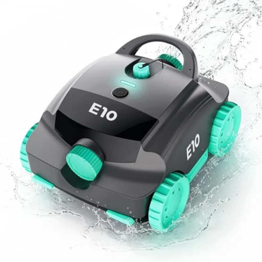 Pool Vacuum for above-ground flat-bottom pools up to 860 sq.ft, green cordless robotic cleaner with dual-layer filtration, powe