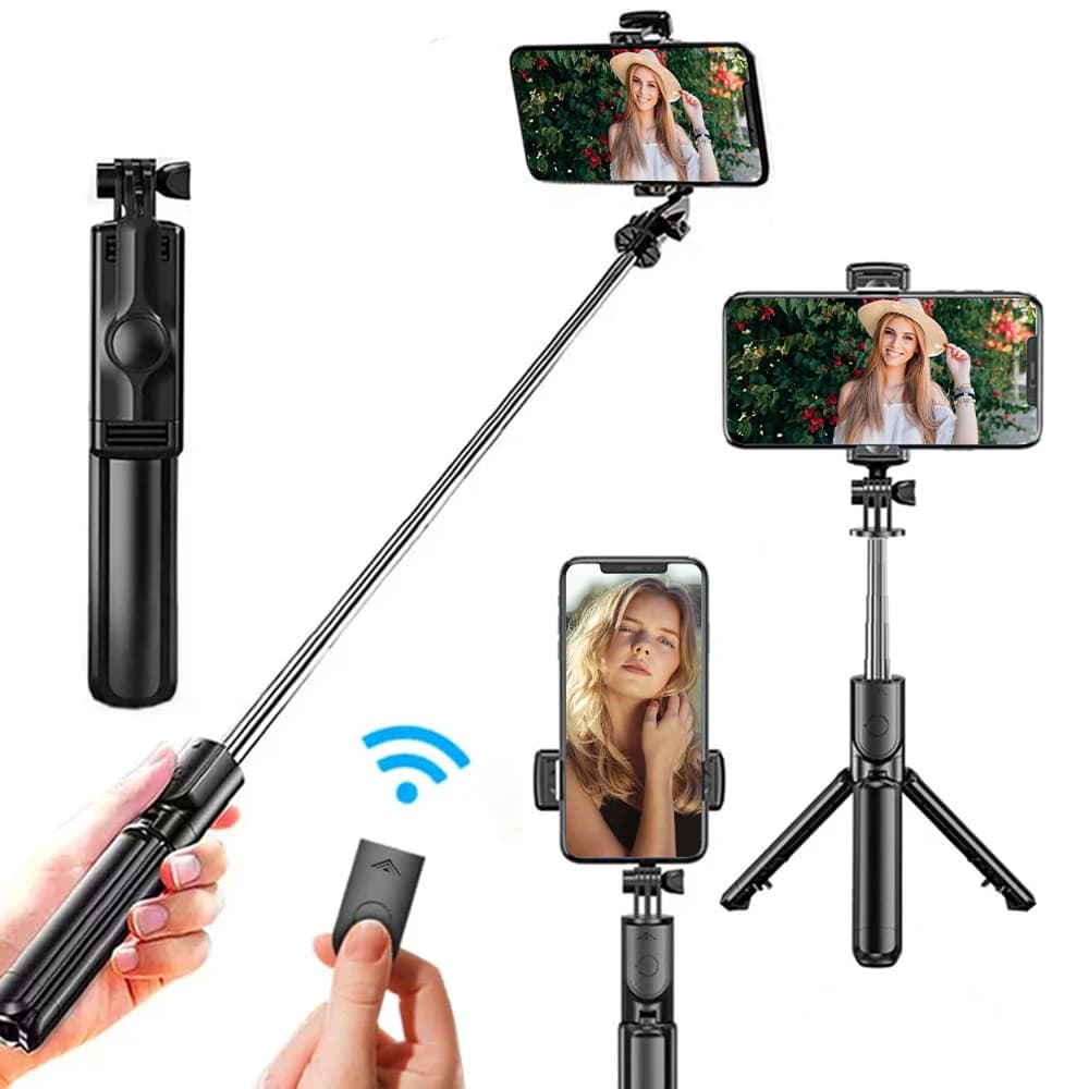 Supporto per treppiede per selfie stick wireless con treppiede estensibile remoto Bluetooth per iPhone Samsung Video per telefono cellulare Streaming live