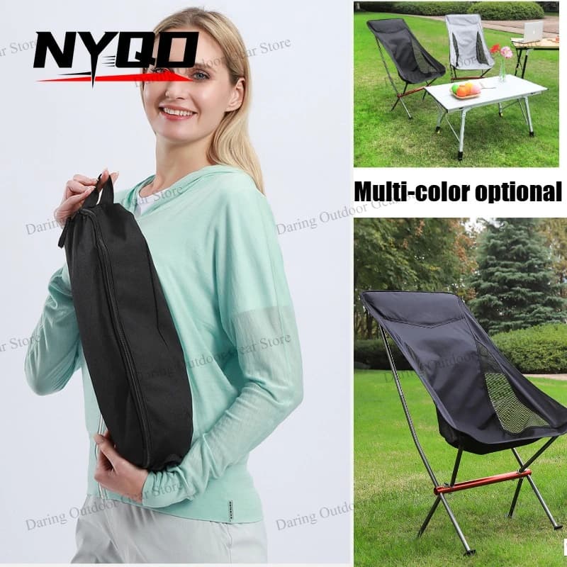 Sedia Pieghevole da Esterno per Campeggio, Spiaggia, Barbecue, Pesca, Portatile, Leggera, in Lega di Alluminio, con Supporto Robusto