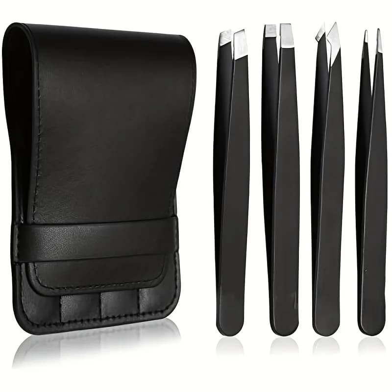 4 pieces for facial hair removal Beautfy makeup tool eyebrow tweezers pink gold clip tweezers for stainless steel eyelash extension