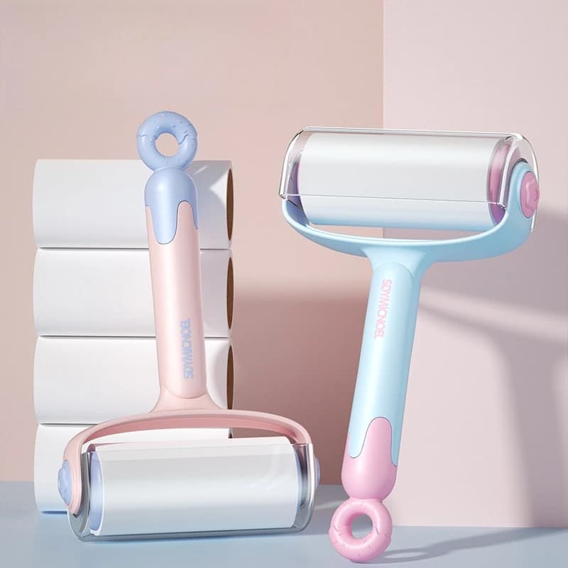 Dopamine Donut Lint Roller Original Design Cute Sticky Hair Remover for Clothes Bed Pet Fur with Replaceable Refill Paper