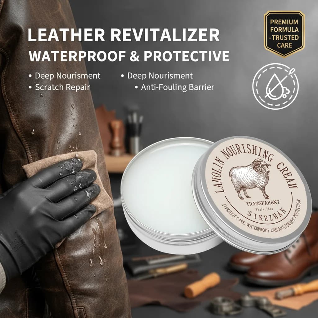 Crema per la cura della giacca in pelle – Balsamo nutriente per lanolina, balsamo trasparente per ripristinare, impermeabile e proteggere i cappotti in pelle