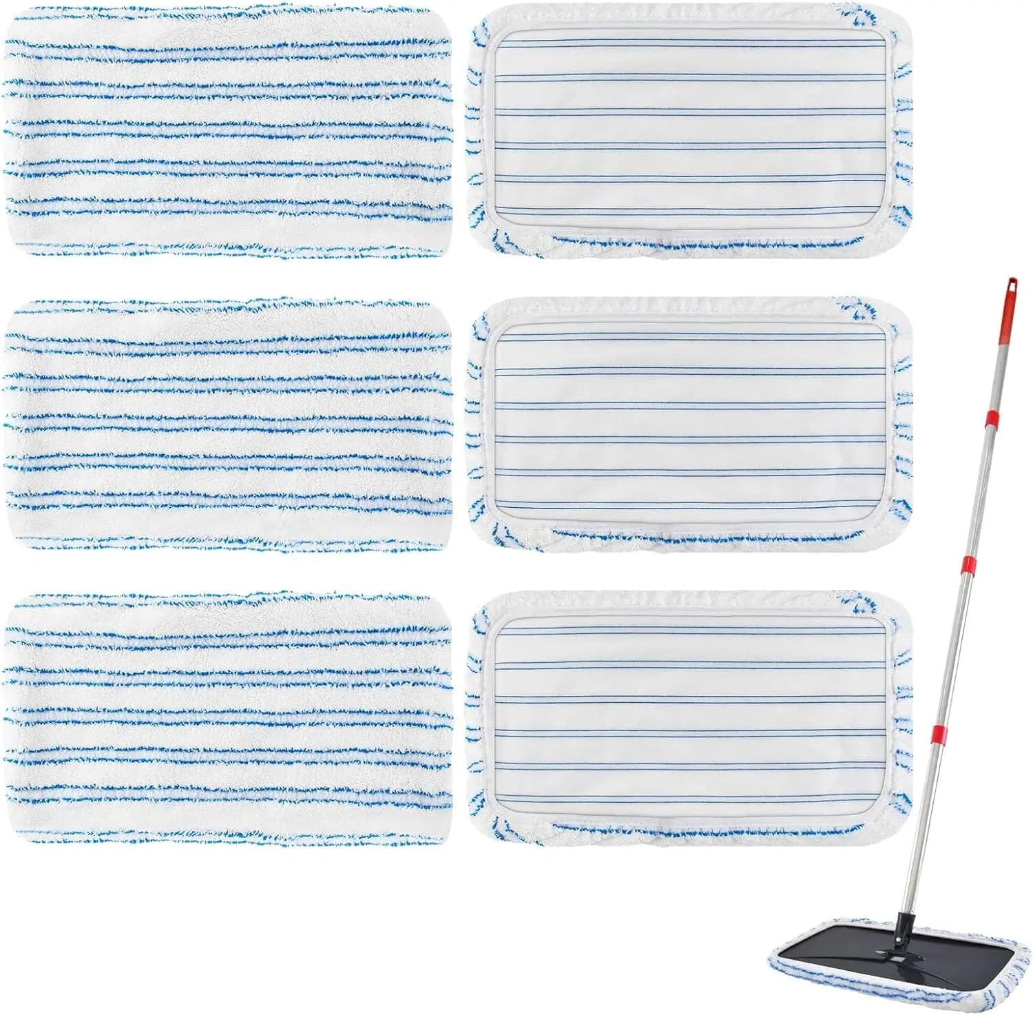 6 Pack Mop Head Replacements for Ocedar Hardwood Floor 'N More, 15x8 Flat Microfiber Pads Reusable Wet Dry Cleaning