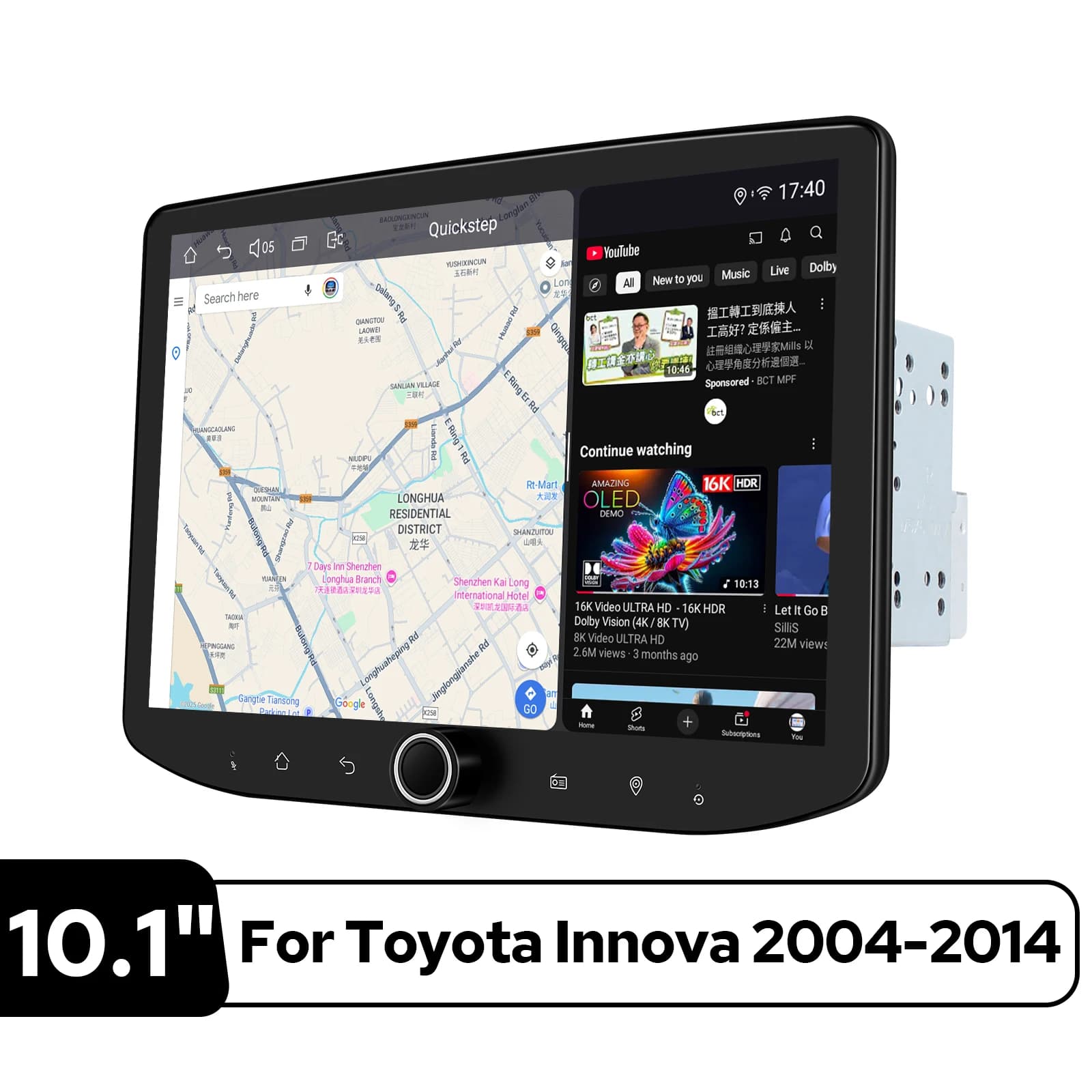 Autoradio Android 10.1'' Flottante per Toyota Innova 2004-2014 con CarPlay Wireless e Android Auto, Manopola del Volume, Navigazione GPS
