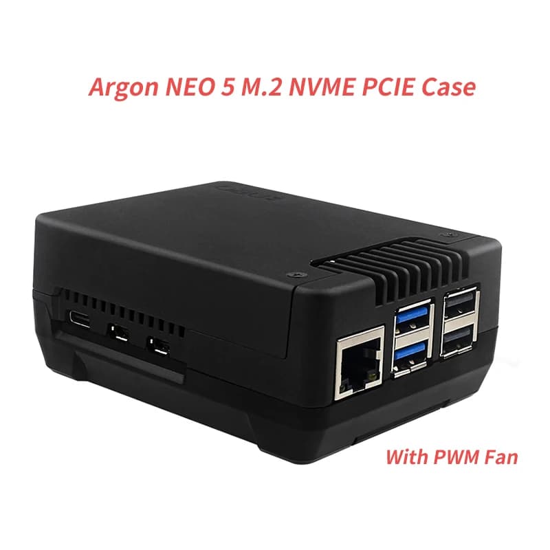 Custodia PCIE Argon NEO 5 M.2 NVME con ventola PWM Dissipatore di calore integrato SSD Boot Pi 5 da unità NVME M.2 per Raspberry Pi 5