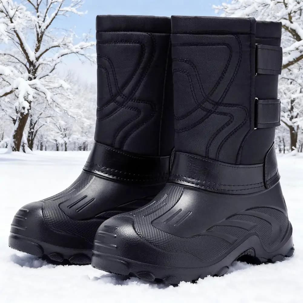 Scarpe da pesca impermeabili e resistenti al freddo adesive invernali e autunnali da uomo calde, stivali da neve da trekking in peluche staccabili antiscivolo