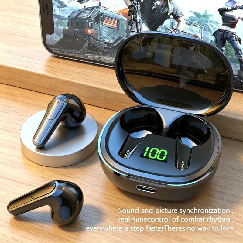 Auricolari Bluetooth 5.3 TWS Originali, Cuffie Wireless Sportive con Display LED, Cuffie da Gaming con Microfono