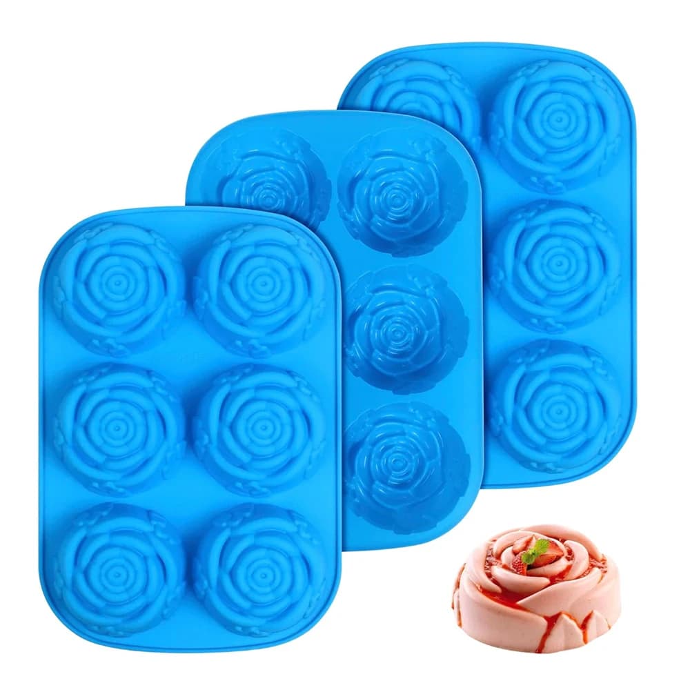 1/3 pezzi di sapone alla rosa, stampo per candele fatto a mano, stampo per torta in silicone, teglia, stampo per teglia, muffin, cubetti di ghiaccio alla rosa